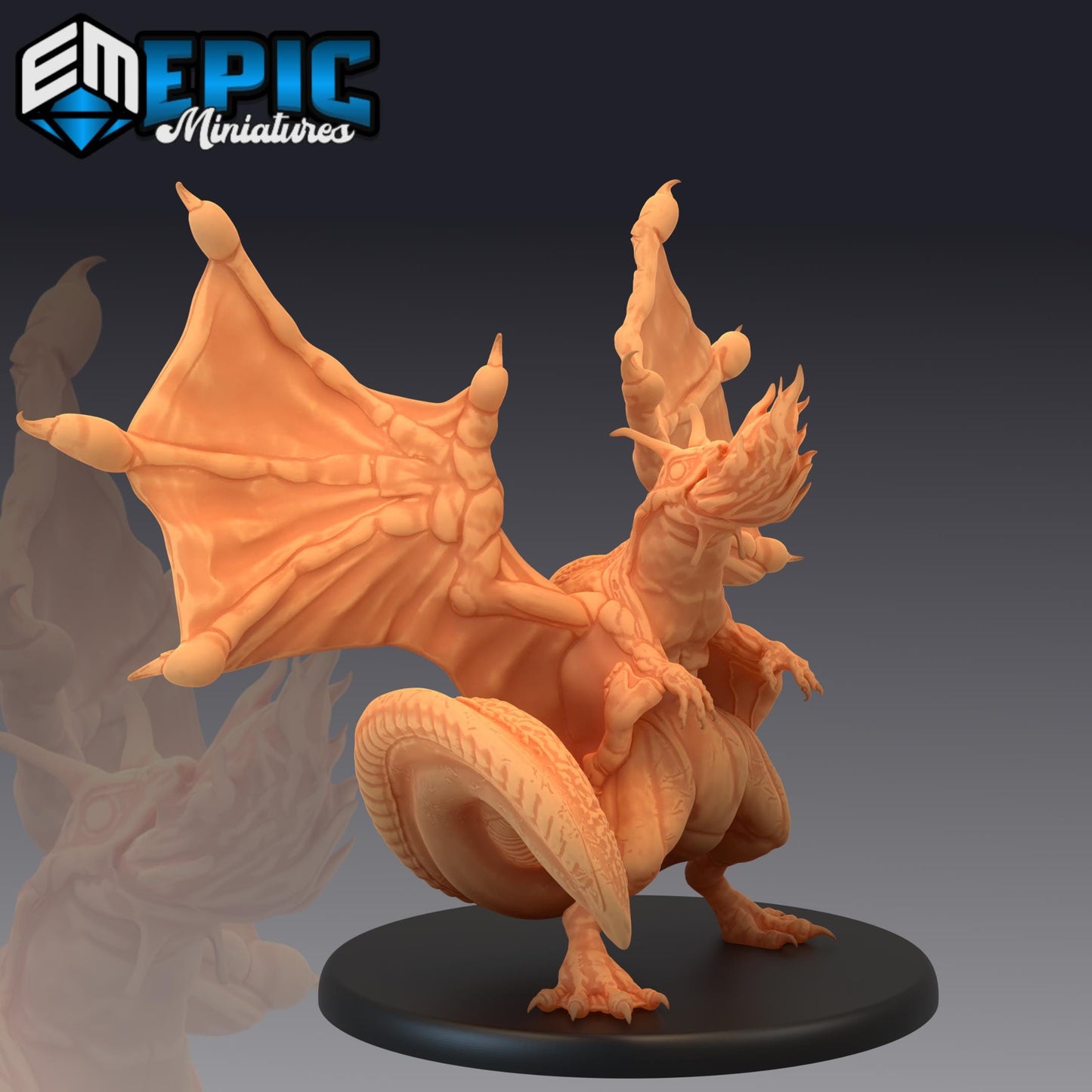 Frog Dragon (Large) | #052 - Cruel Marshes - EPIC Miniatures | Wings, Water, Amphibian, Webbed, Fire Breathing, Beast, Drake, Bullywug