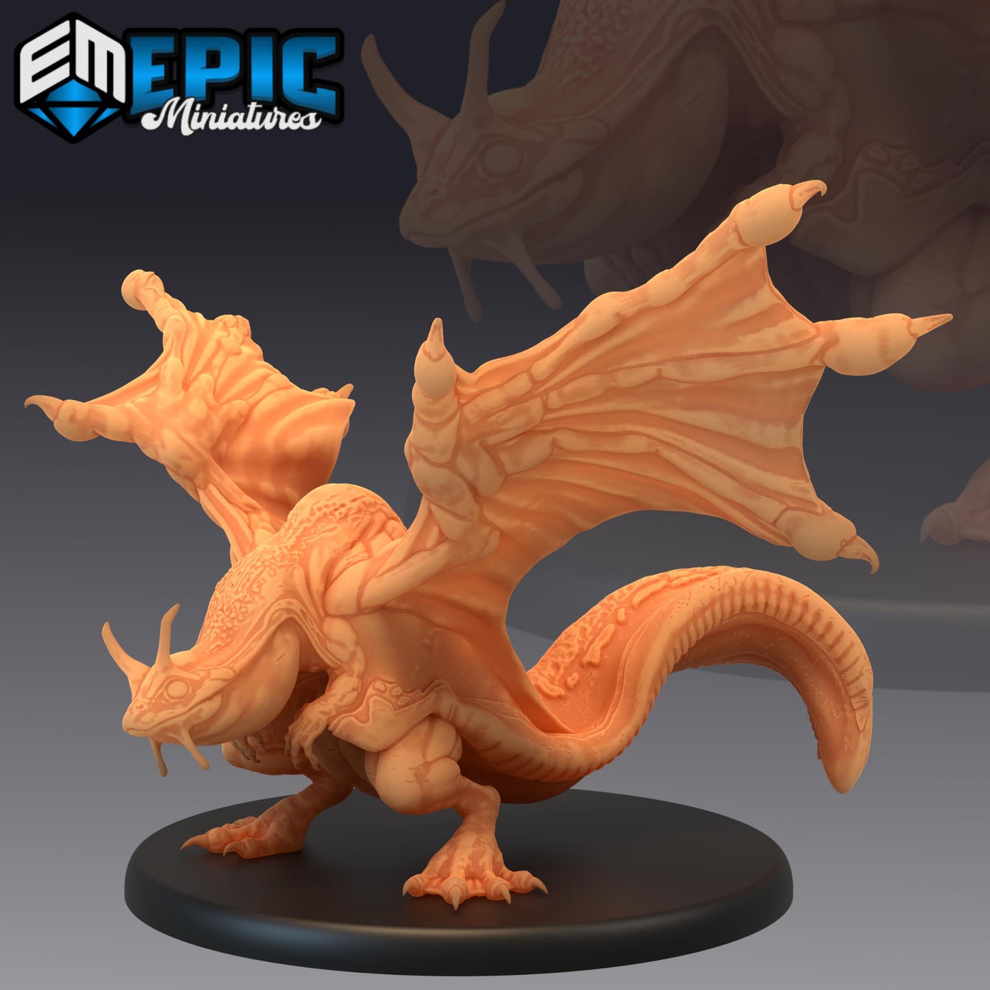 Frog Dragon (Large) | #052 - Cruel Marshes - EPIC Miniatures | Wings, Water, Amphibian, Webbed, Fire Breathing, Beast, Drake, Bullywug