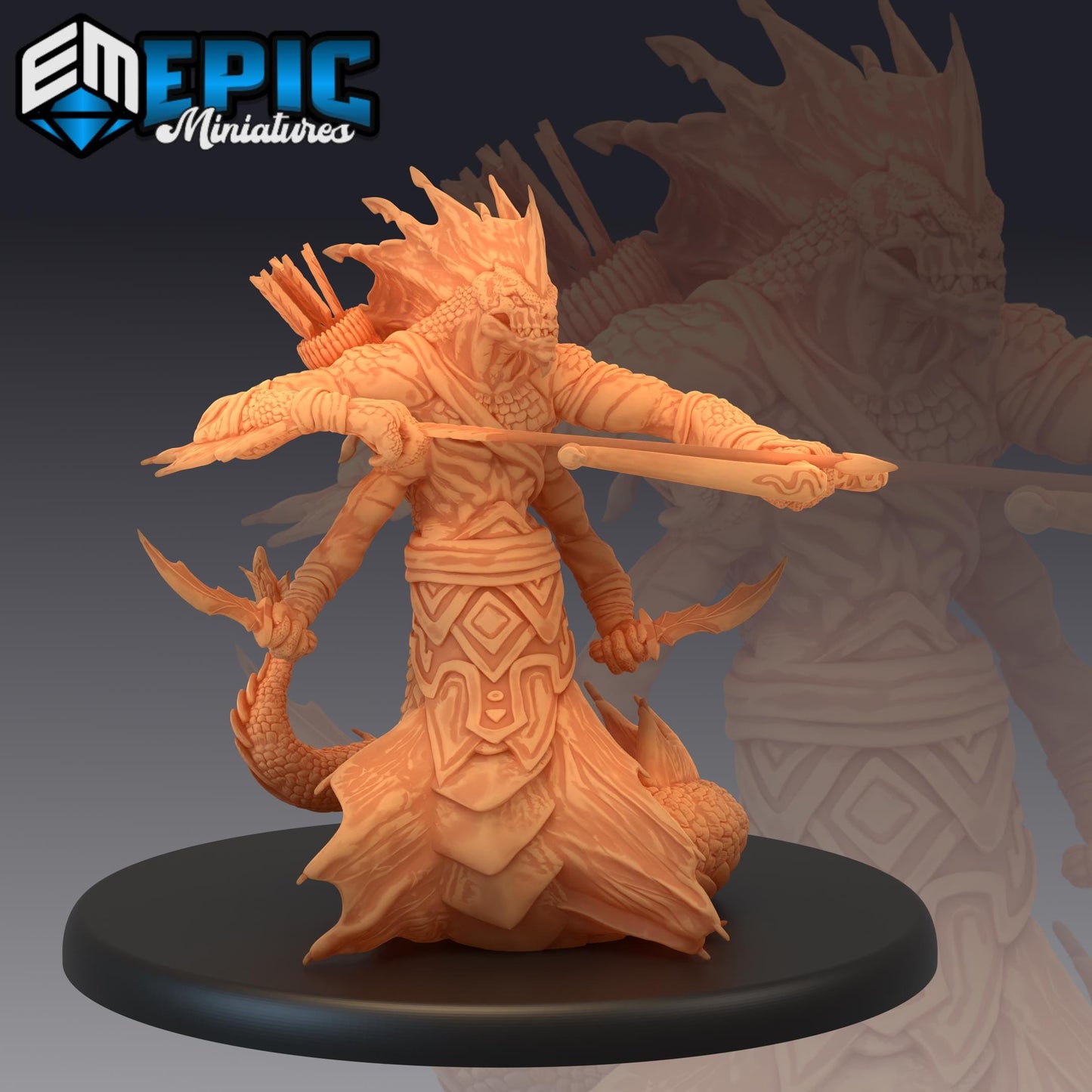 Marsh Naga (Large) | #052 - Cruel Marshes - EPIC Miniatures | Monster, Snake, Axe, Spear, Bow, Depths, Amphibious Warrior, Creature, Hybrid