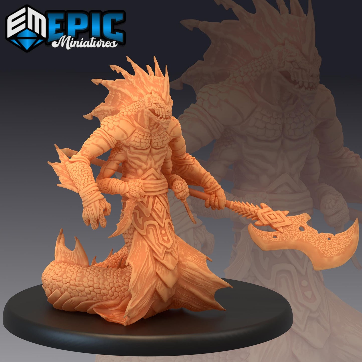 Marsh Naga (Large) | #052 - Cruel Marshes - EPIC Miniatures | Monster, Snake, Axe, Spear, Bow, Depths, Amphibious Warrior, Creature, Hybrid