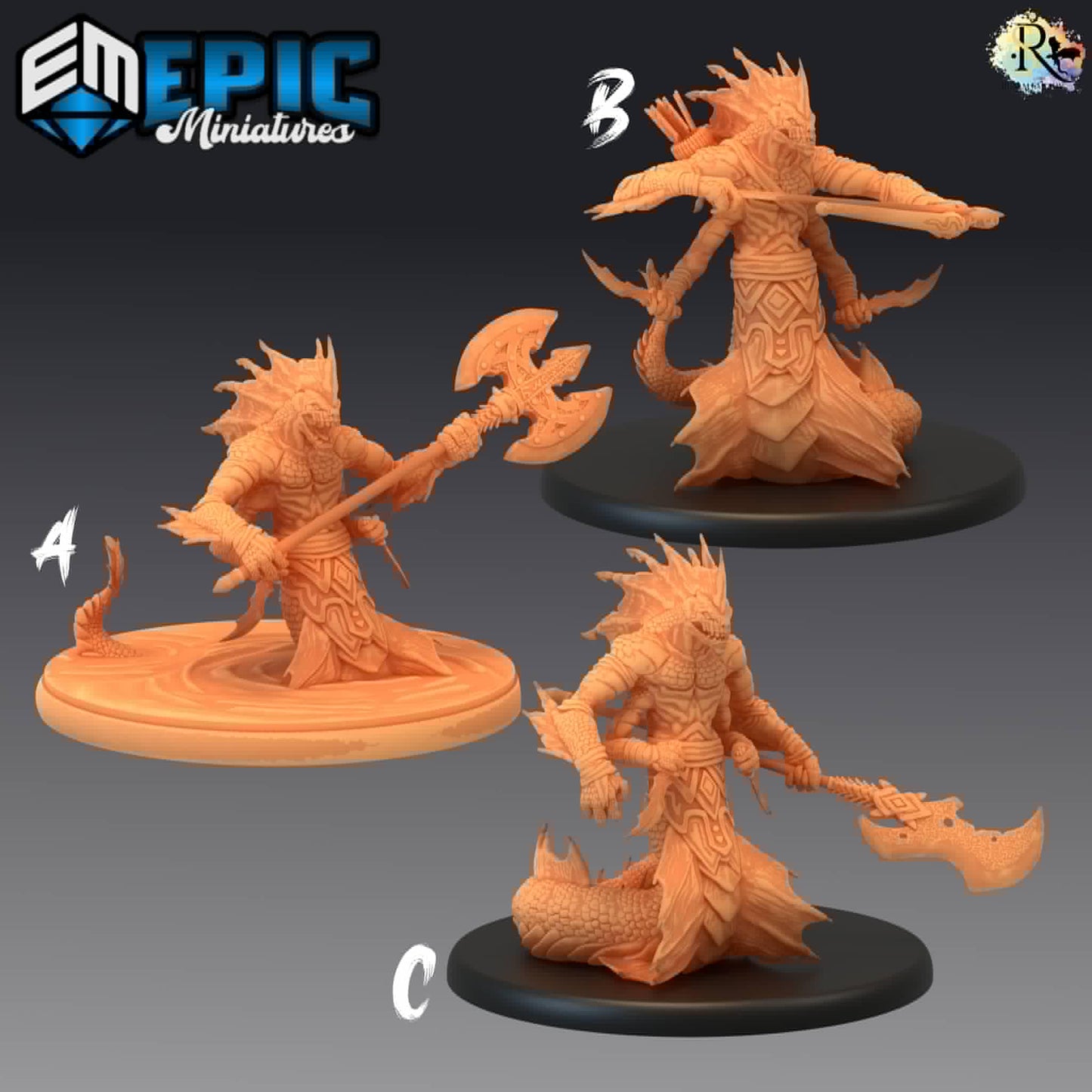 Marsh Naga (Large) | #052 - Cruel Marshes - EPIC Miniatures | Monster, Snake, Axe, Spear, Bow, Depths, Amphibious Warrior, Creature, Hybrid