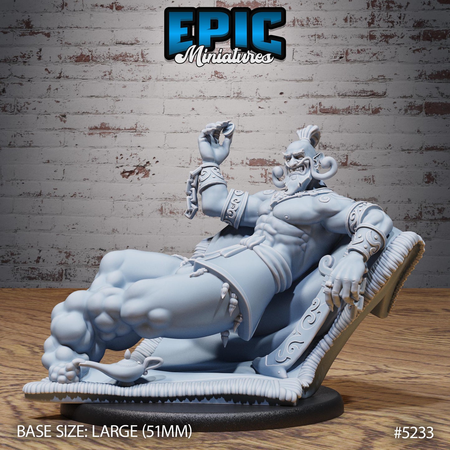 Grinning Djinn (Large) | #118 - Oriental Fortress - EPIC | Male, Genie, Lamp, Lounge, Cloud, Lightning Bolt, Magic, Monster