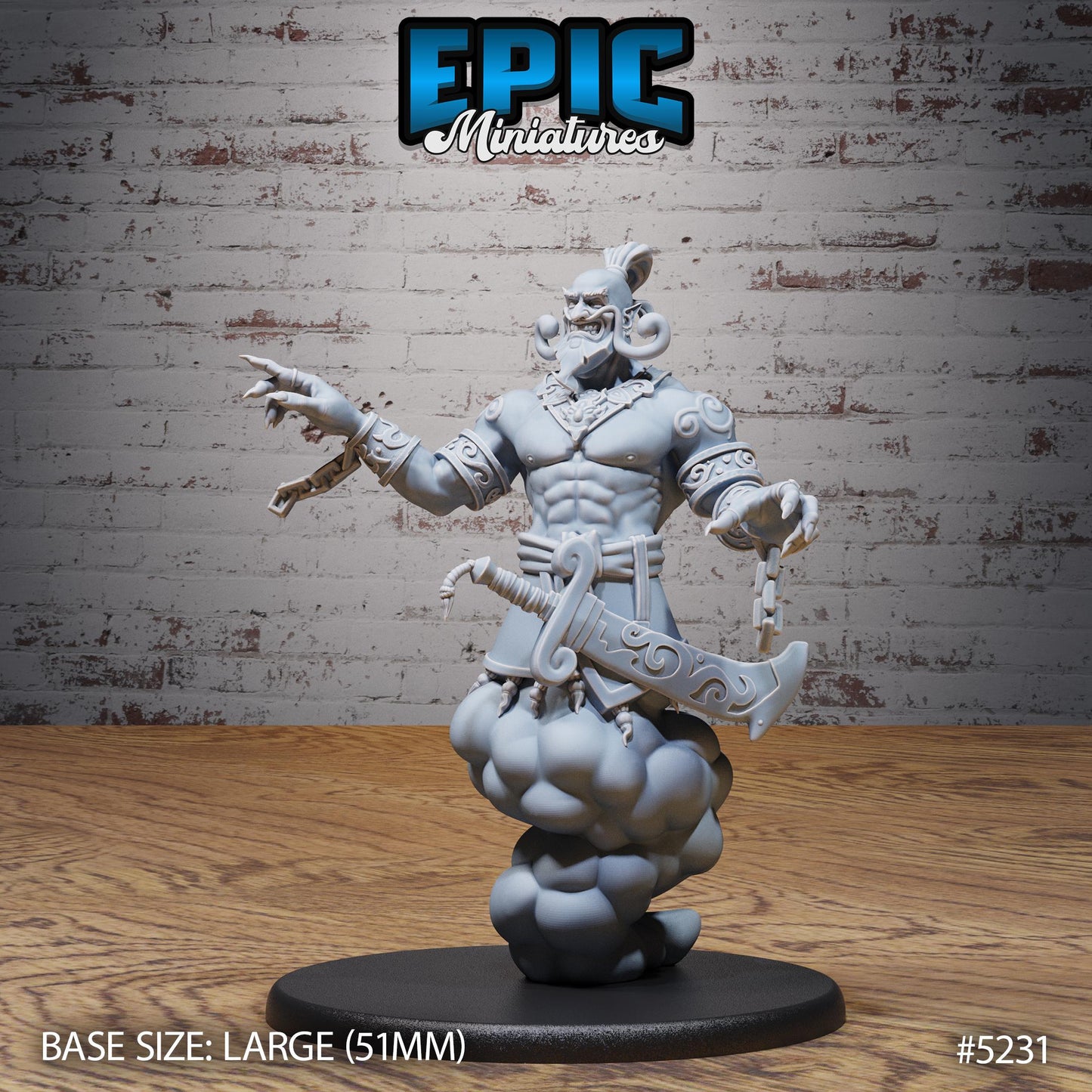 Grinning Djinn (Large) | #118 - Oriental Fortress - EPIC | Male, Genie, Lamp, Lounge, Cloud, Lightning Bolt, Magic, Monster