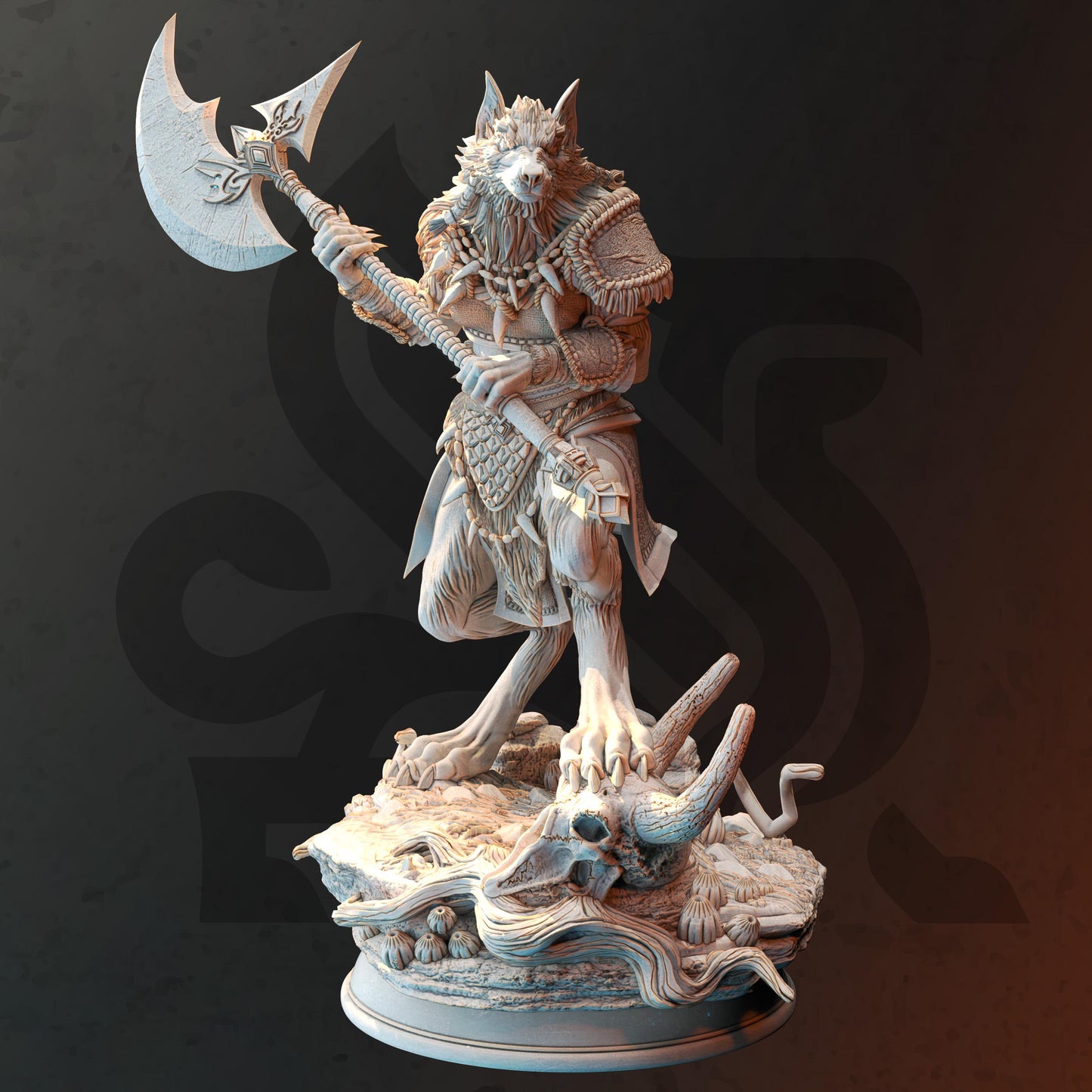 Ariana Grey - Female Wolf Barbarian (Medium) | 32mm Hero Scale | Premium DnD Miniature High Quality Resin | DM Stash