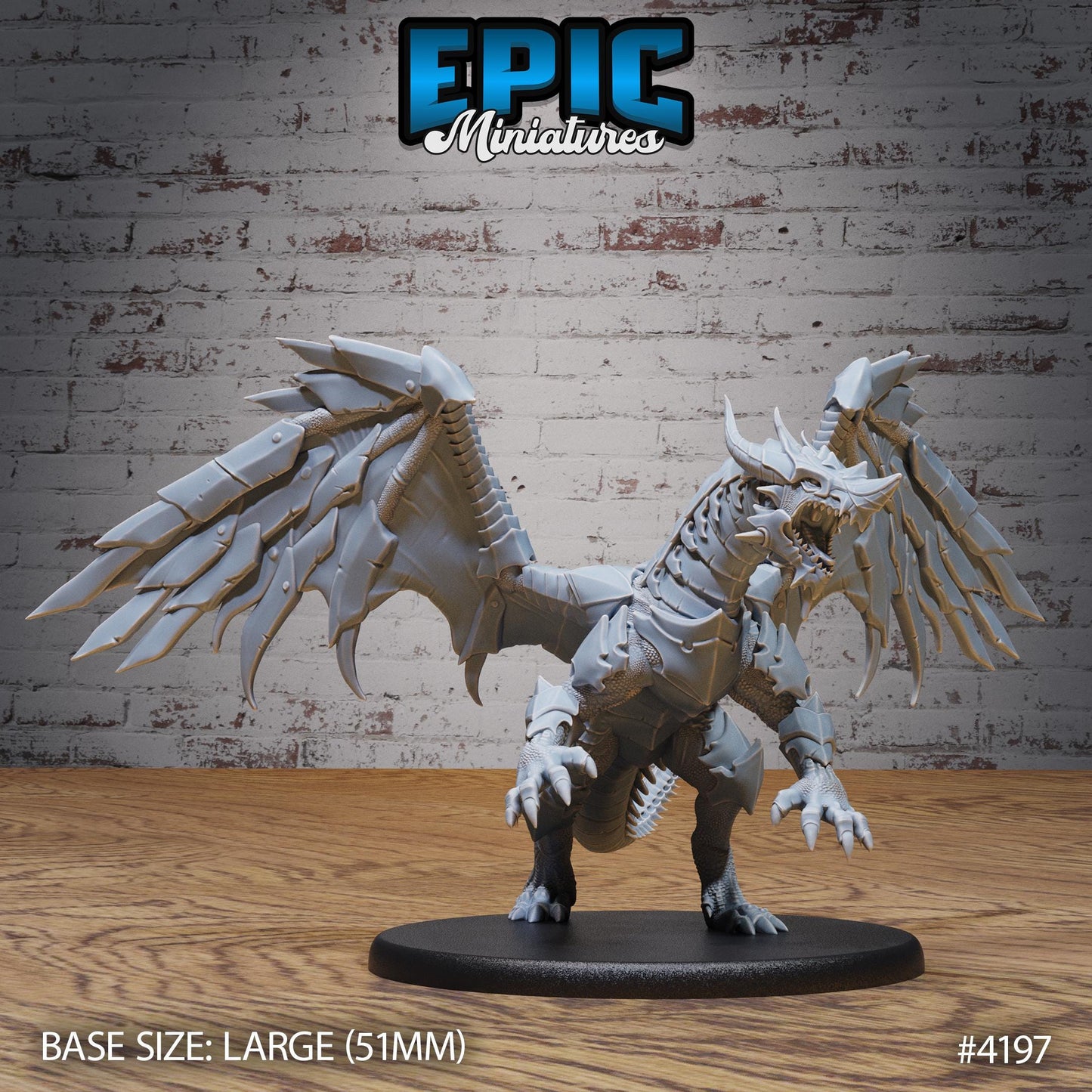 Armored Dragon Mount Miniature (Large) | Premium DnD Minis | High Quality Resin | Flying, Beast, Wyvern, Wyrm, Wings, Attack, Dragons,