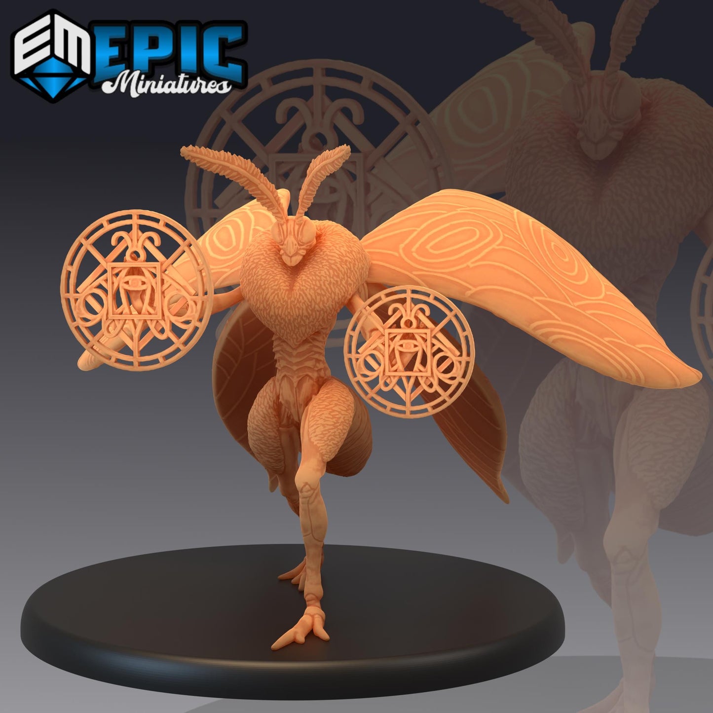 Moth Queen (Large) | #052 - Cruel Marshes - EPIC Miniatures | Butterfly, Insect, Magic, Runes, Creature, Beast, Flying, Bug, Female, Spear