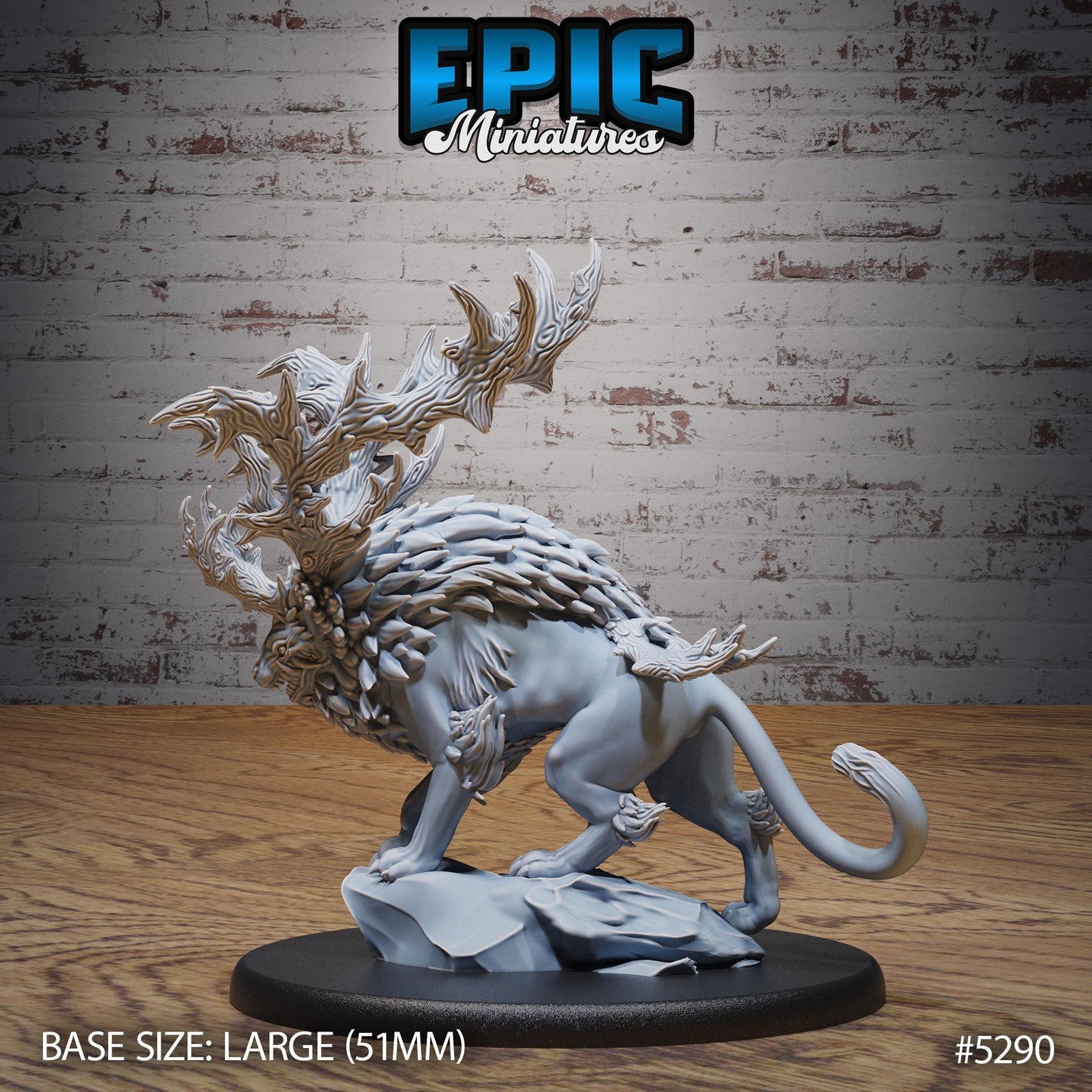 Horned Forest Beast (Large) | #119 - Ancient Nature EPIC Miniatures | High Quality Premium Resin | Creature, Lion, Hybrid, Monster, Evil