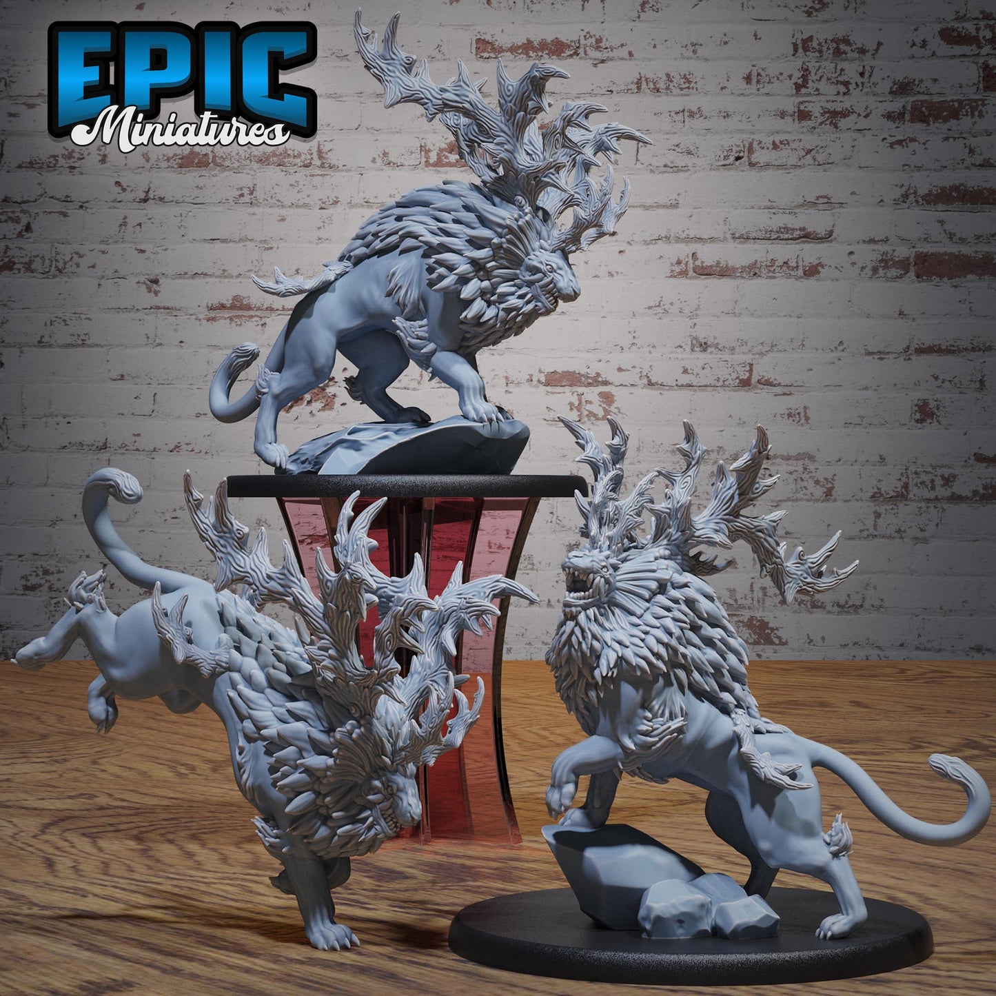 Horned Forest Beast (Large) | #119 - Ancient Nature EPIC Miniatures | High Quality Premium Resin | Creature, Lion, Hybrid, Monster, Evil