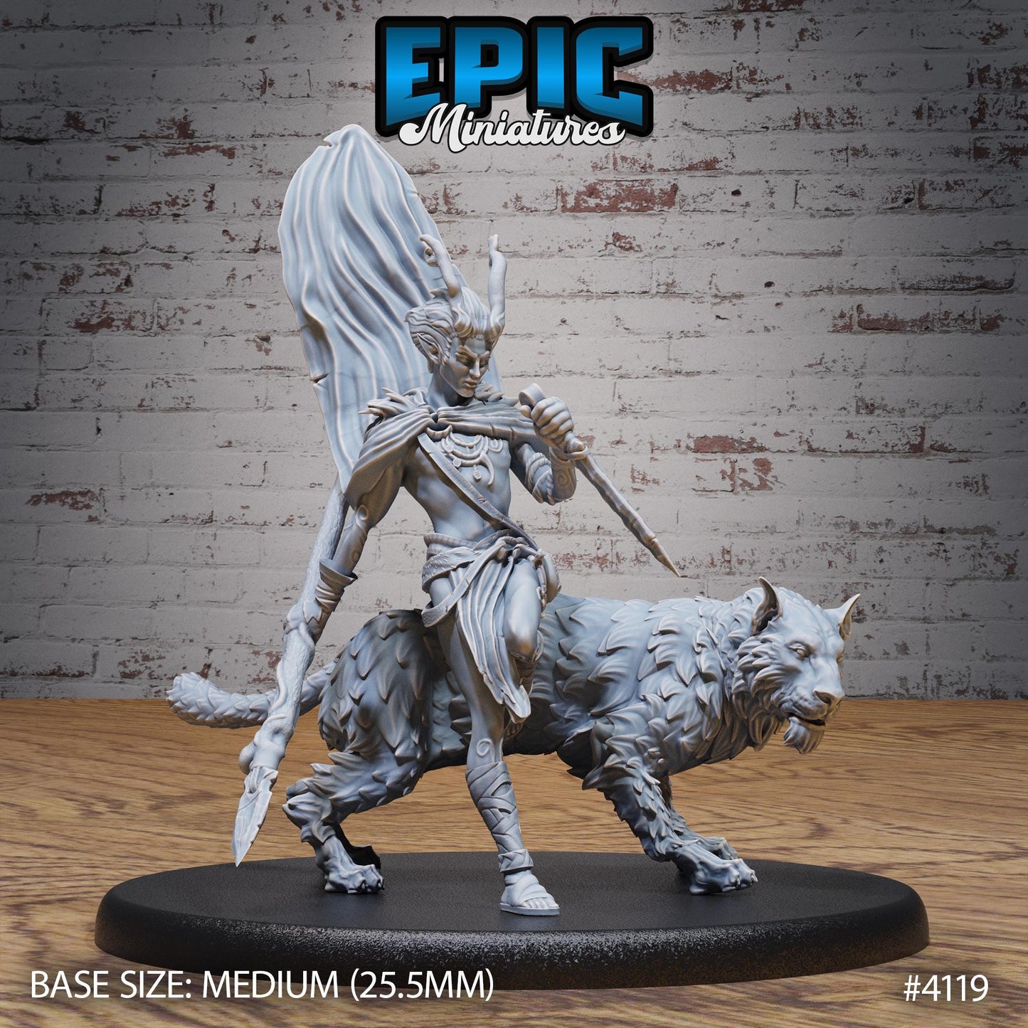 Beast Tamer Bundle (Large) | Premium DnD Minis High Quality Resin Miniature | Fantasy, Attack, Defend, Lion, Medium, Horns, Male, Spear