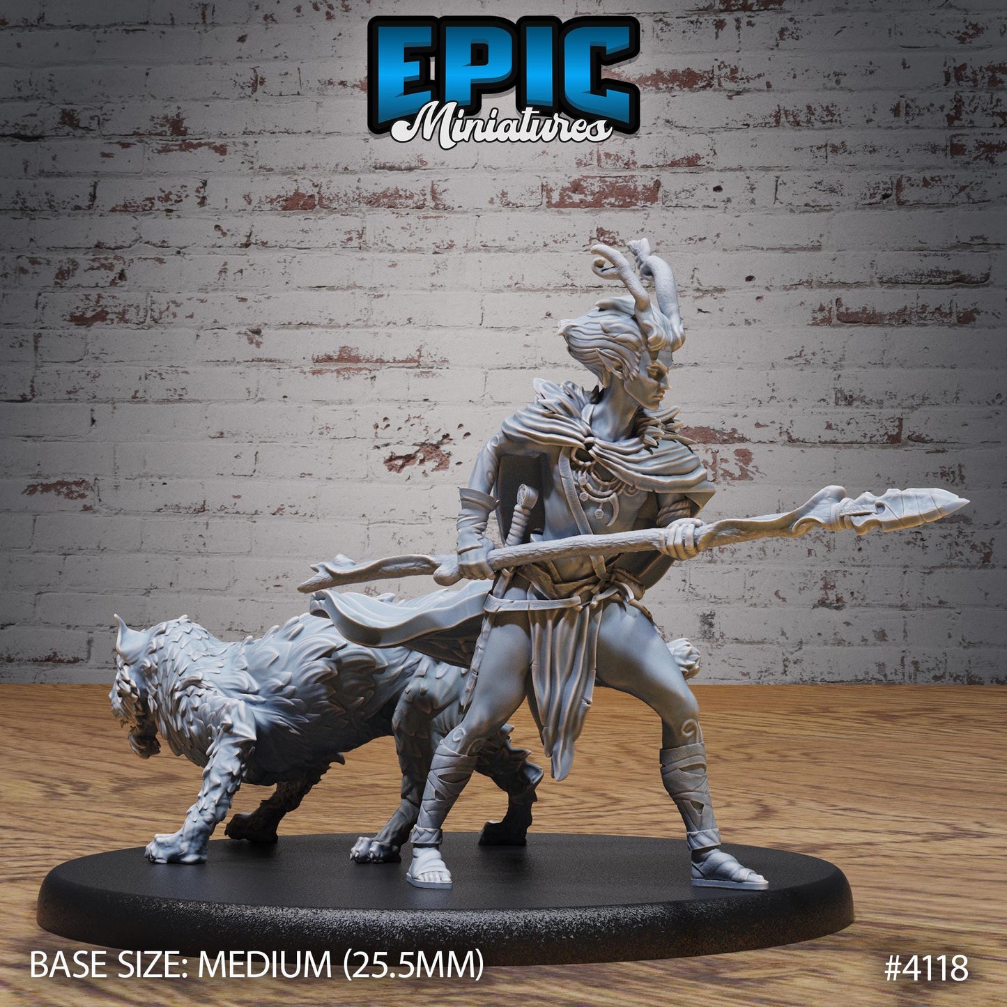 Beast Tamer Bundle (Large) | Premium DnD Minis High Quality Resin Miniature | Fantasy, Attack, Defend, Lion, Medium, Horns, Male, Spear