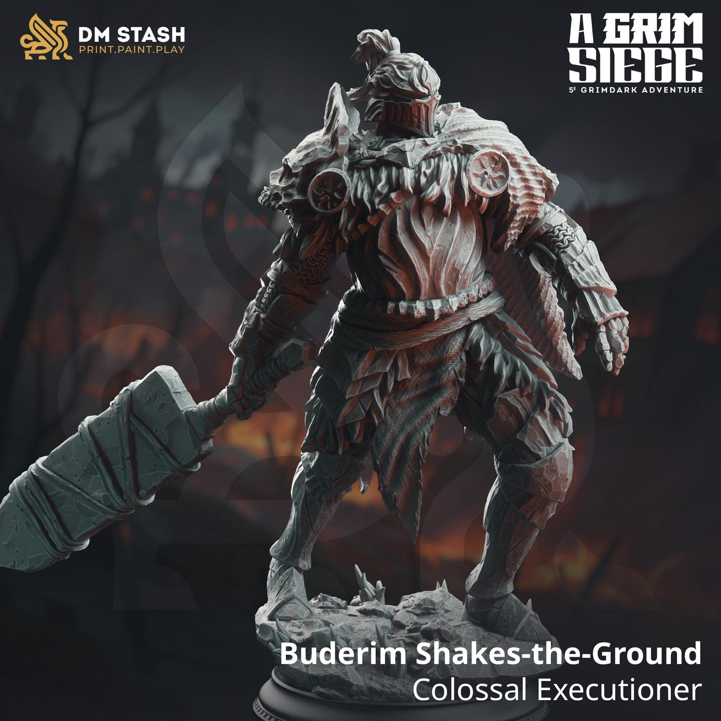 Buderim Shakes-the-Ground - Colossal Executioner | A Grim Siege | DM STASH | High Quality Resin | Barbarian, Knight, Armor, Chainmail