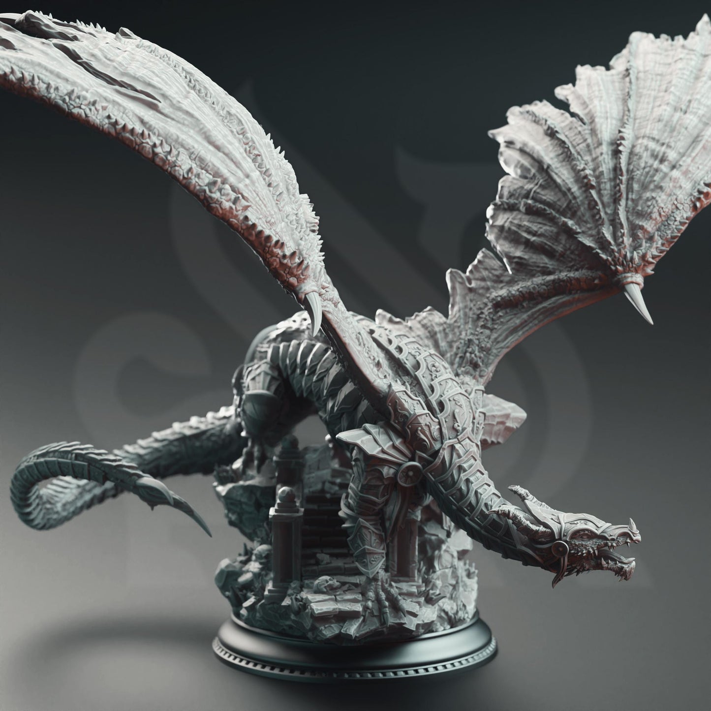 Kuriazor the Dark Scaled - Dragon of the Depths | A Grim Siege | DM STASH | High Quality Resin | Dragons, Armor, Underground, Enemy, Beast