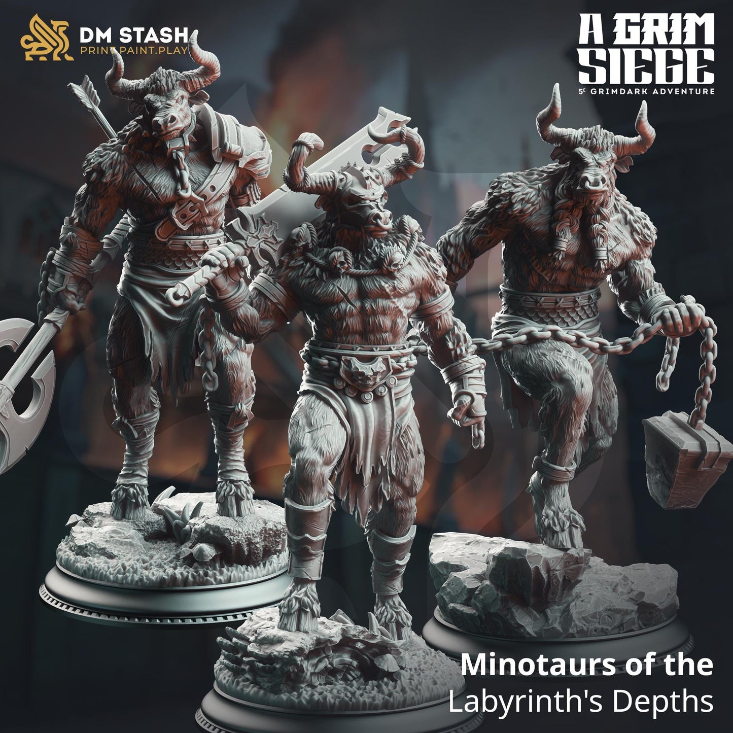 Minotaurs of the Labyrinth's Depths | A Grim Siege | DM STASH | High Quality Resin