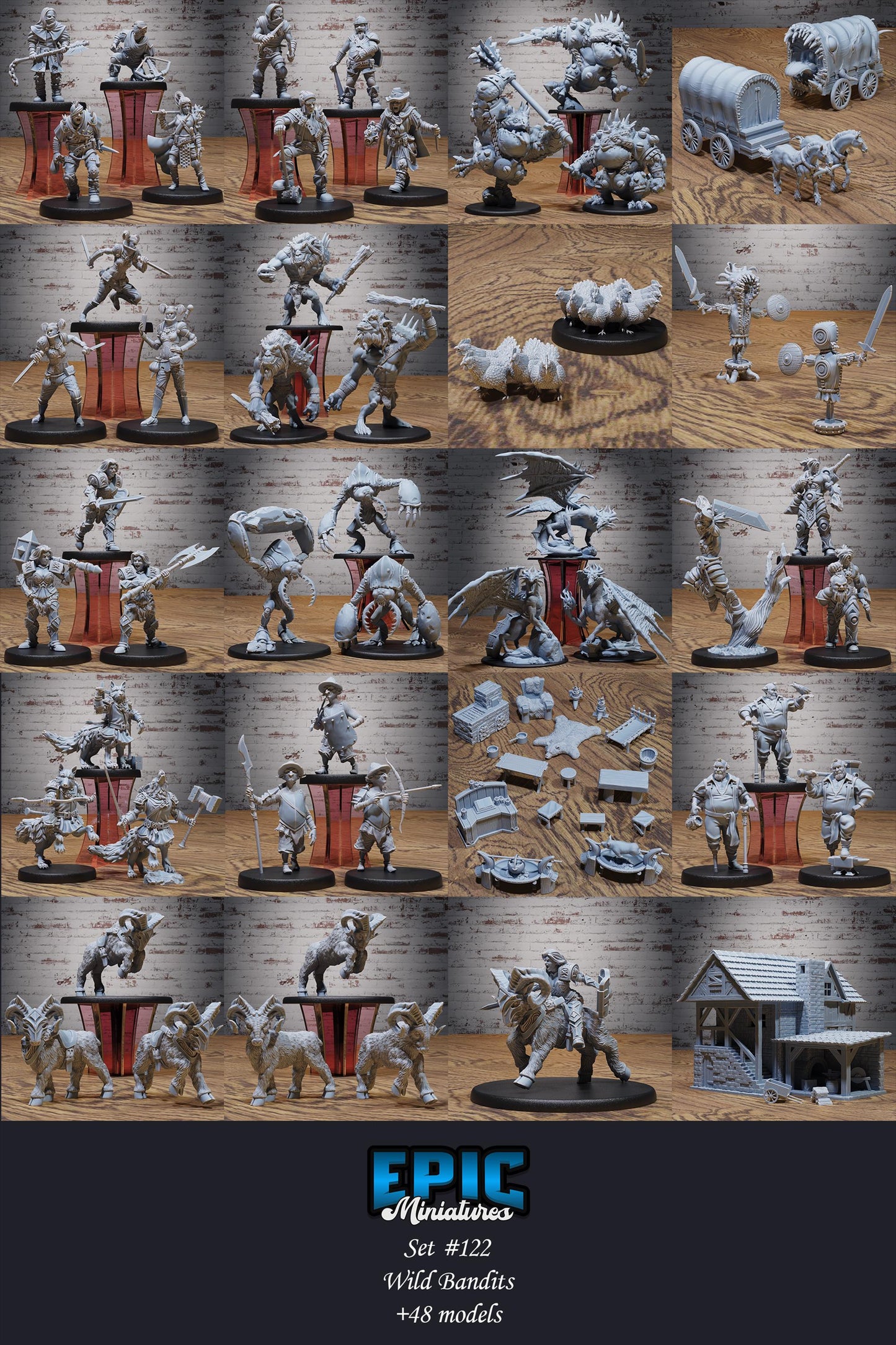 Chicken Swarm (Medium) | #122 - Wild Bandits by EPIC Miniatures | High Quality Premium Resin | Chickens, Swarms, Creatures, Animals, Farm