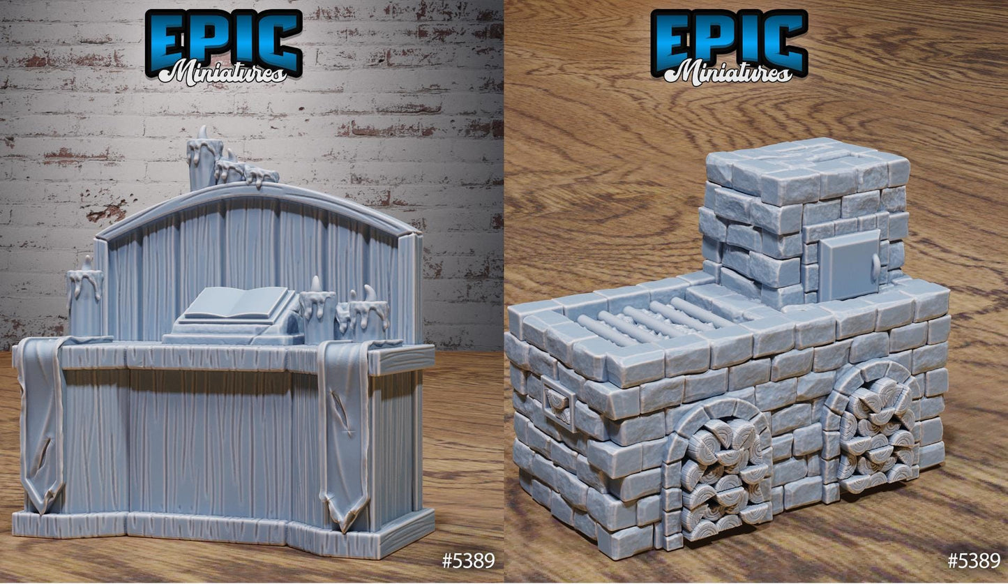 Medieval Hut Scatter | #122 - Wild Bandits by EPIC Miniatures | High Quality Premium Resin | Rugs, Spitfire, Roast, Furniture, Cabin, Woods