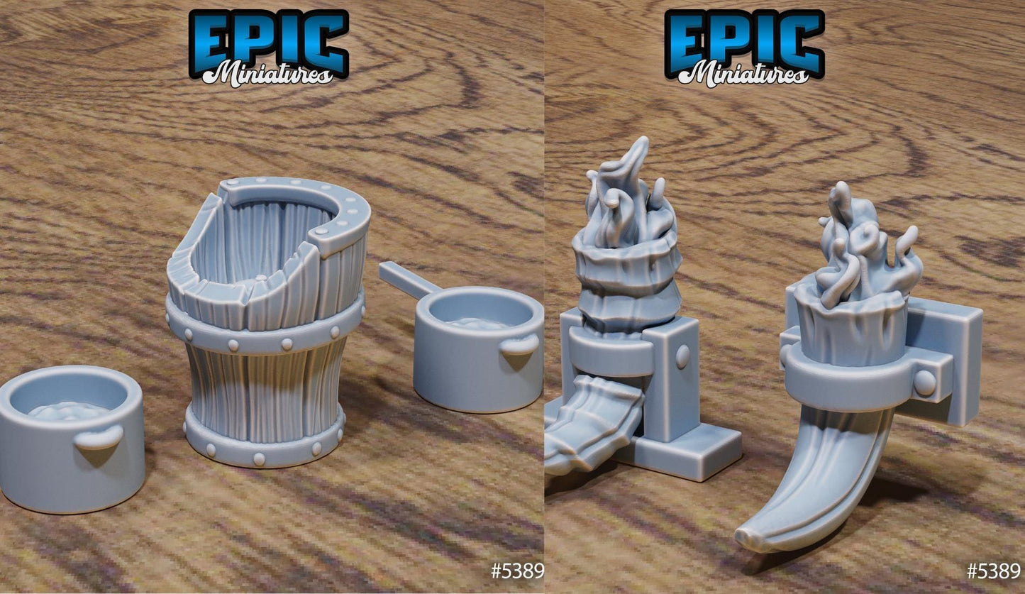Medieval Hut Scatter | #122 - Wild Bandits by EPIC Miniatures | High Quality Premium Resin | Rugs, Spitfire, Roast, Furniture, Cabin, Woods
