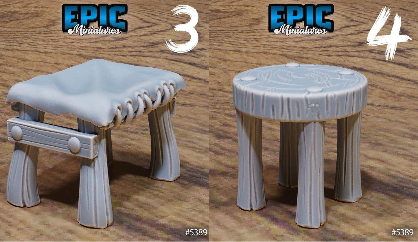 Medieval Hut Scatter | #122 - Wild Bandits by EPIC Miniatures | High Quality Premium Resin | Rugs, Spitfire, Roast, Furniture, Cabin, Woods