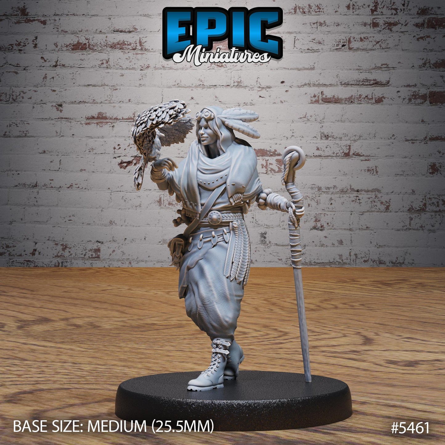 Desert Druid (Medium) | #123 - Death Desert by EPIC Miniatures | High Quality Premium Resin | Druids, Nature, Birds, Female, Woman, Owl