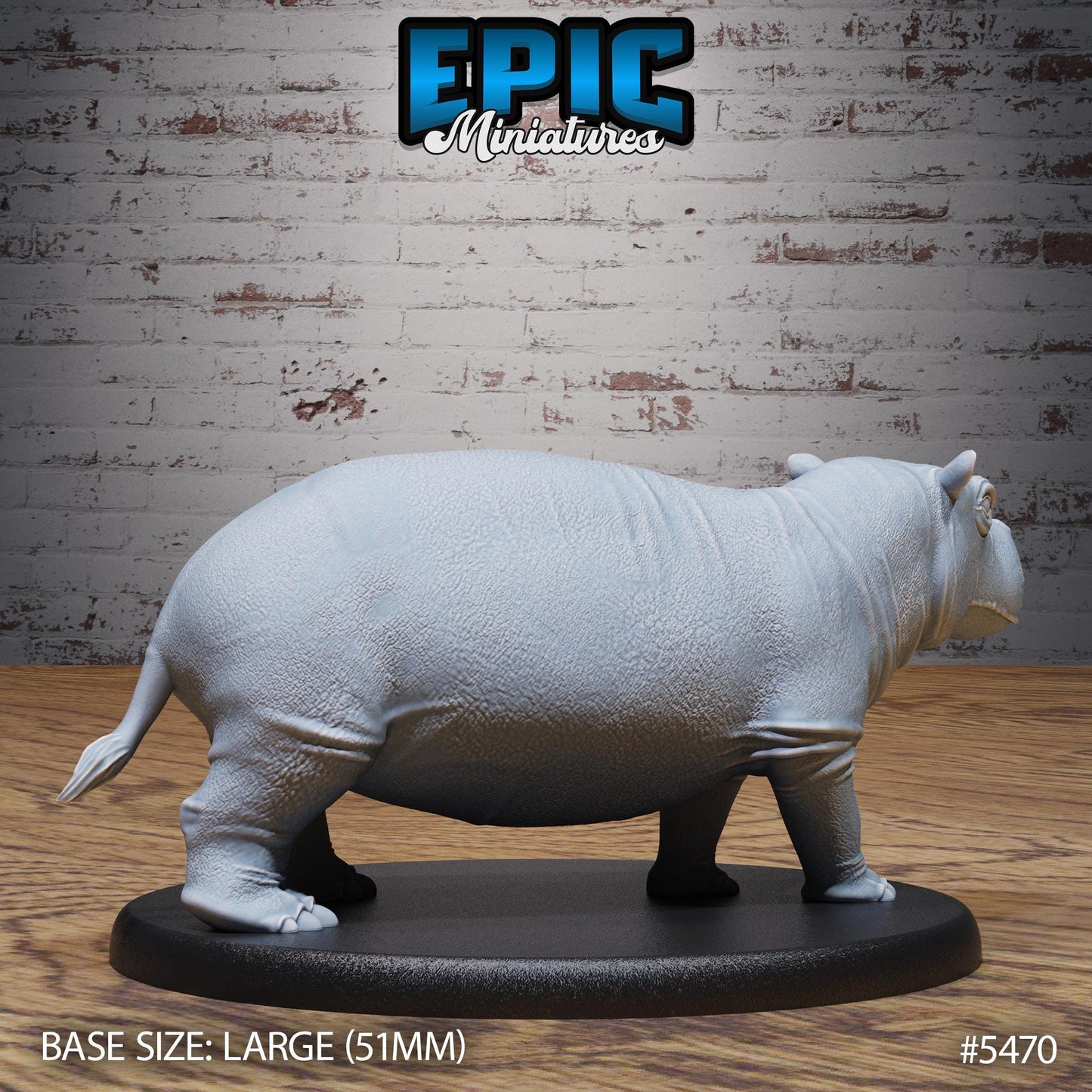 Hippo (Large) | #123 - Death Desert by EPIC Miniatures | High Quality Premium Resin | Egypt, Africa, Animals, Beast, Water, Buffalo, Attack