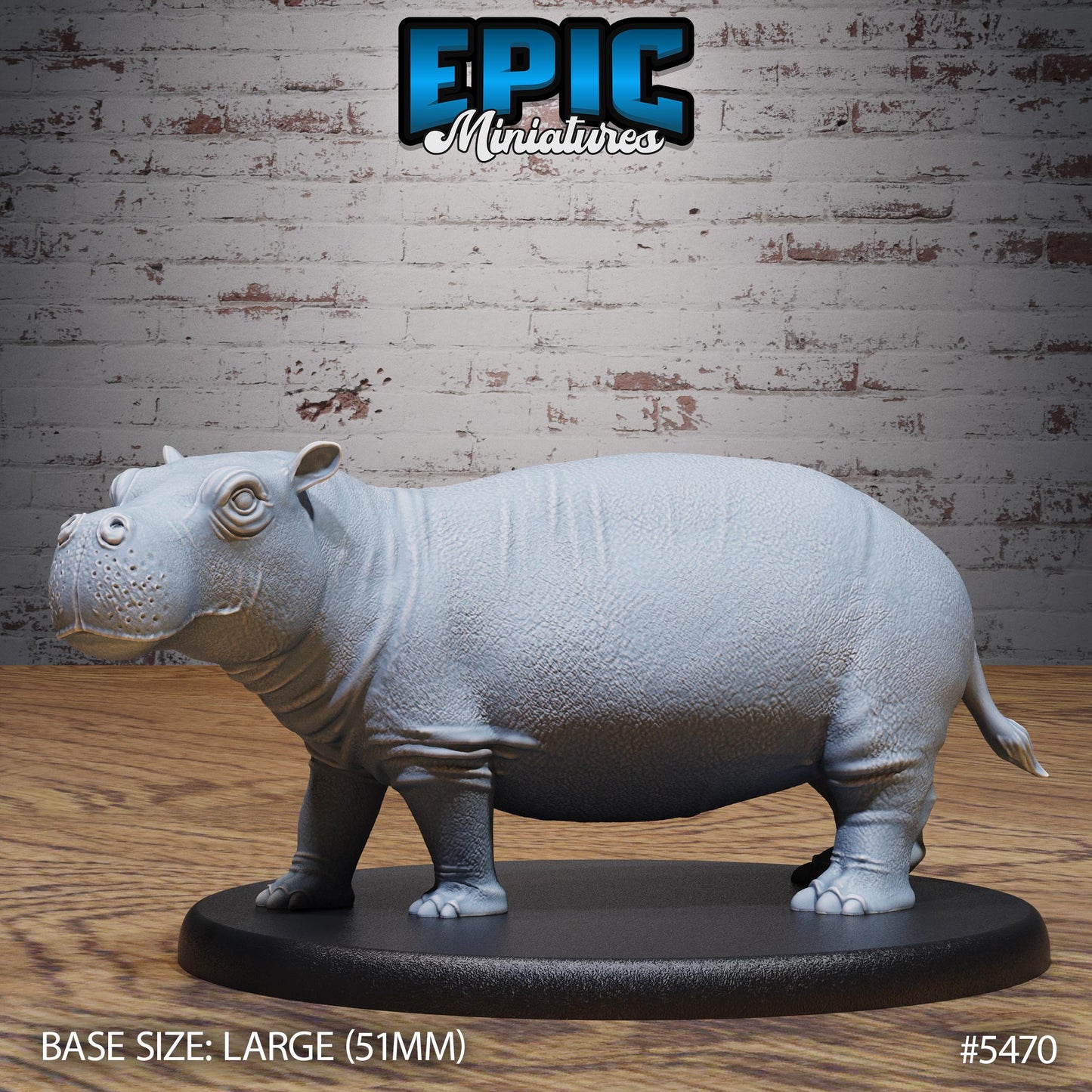 Hippo (Large) | #123 - Death Desert by EPIC Miniatures | High Quality Premium Resin | Egypt, Africa, Animals, Beast, Water, Buffalo, Attack
