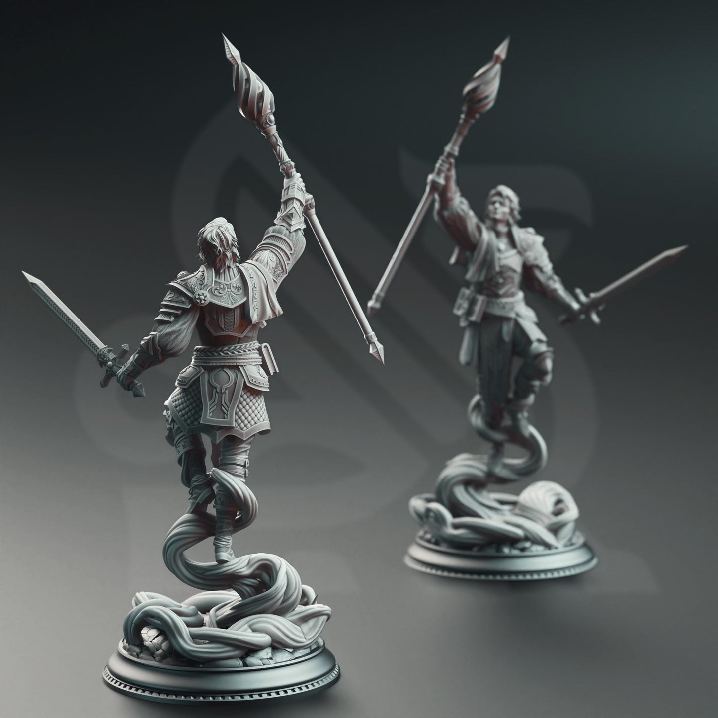 Chandler Marks - Court Mage of Grimhelm | A Grim Siege | DM STASH | High Quality Resin | Magic, Wizard, Sorcerer, Male, Staff, Sword, Human