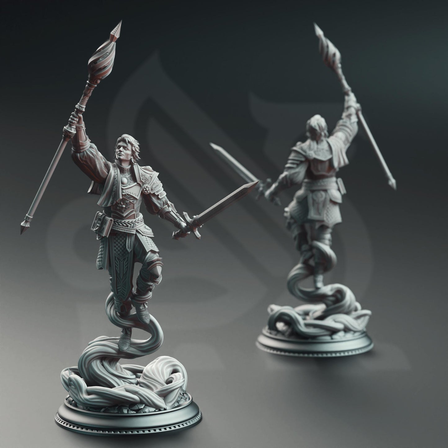 Chandler Marks - Court Mage of Grimhelm | A Grim Siege | DM STASH | High Quality Resin | Magic, Wizard, Sorcerer, Male, Staff, Sword, Human
