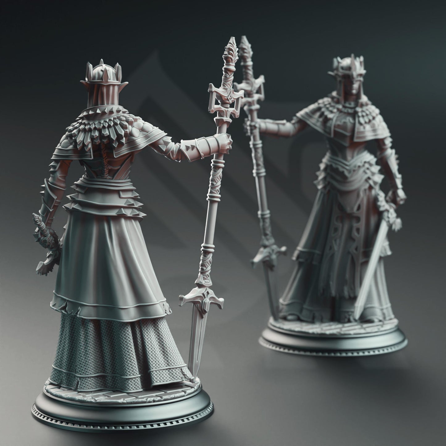 Evana the Proselytizer - Devout of the Tharameni | A Grim Siege | DM STASH | High Quality Resin | Female, Mysterious, Helmet, Paladin, Sword