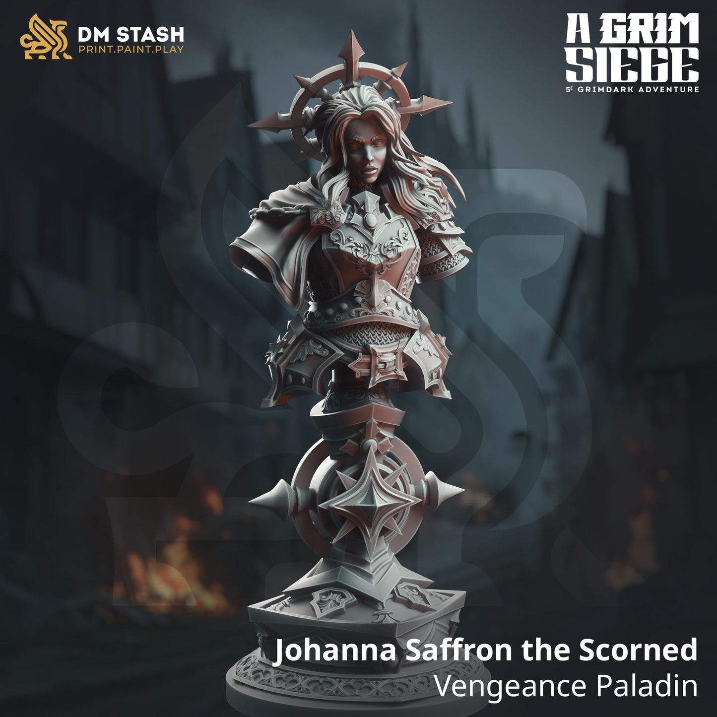 Johanna Saffron the Scorned - Vengeance Paladin - BUST | A Grim Siege | DM STASH | High Quality Resin | Busts, Female, Cursed, Figurine