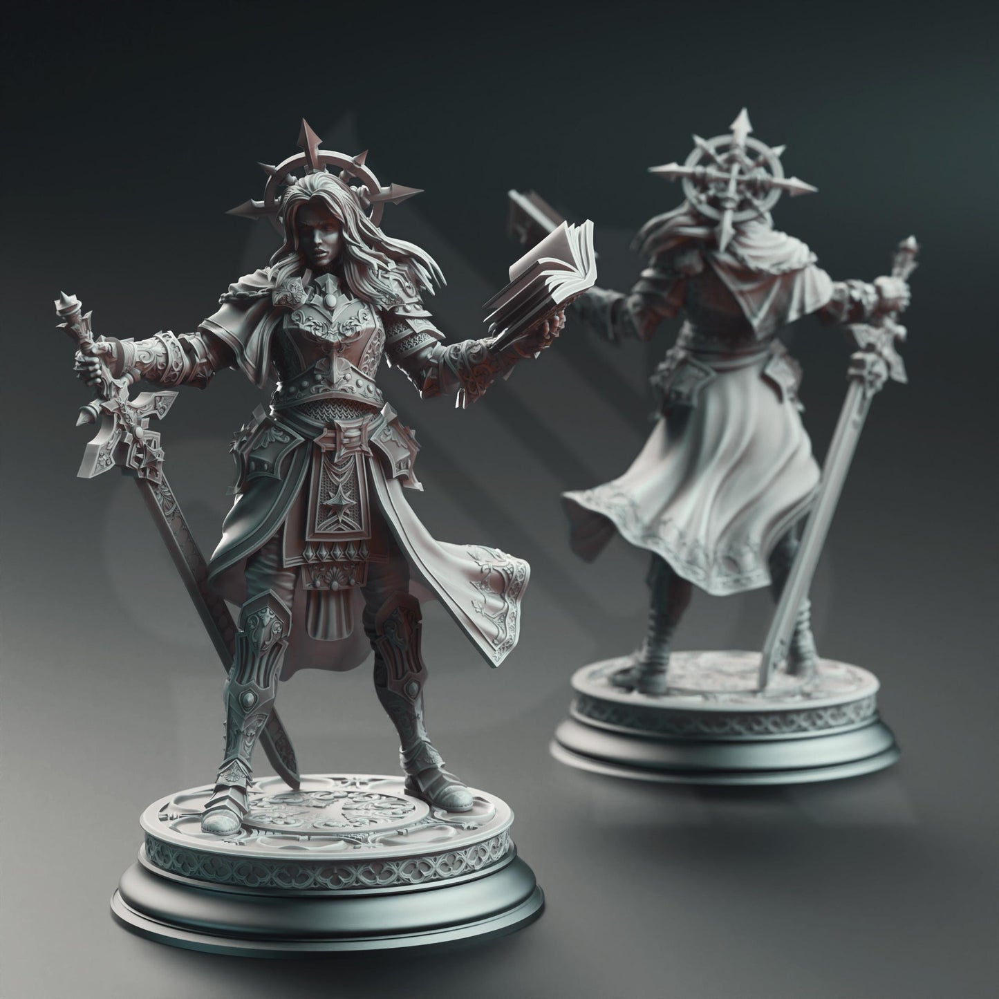 Johanna Saffron the Scorned - Vengeance Paladin | A Grim Siege | DM STASH | High Quality Resin | Cursed, Greatsword, Sword, Book, Female