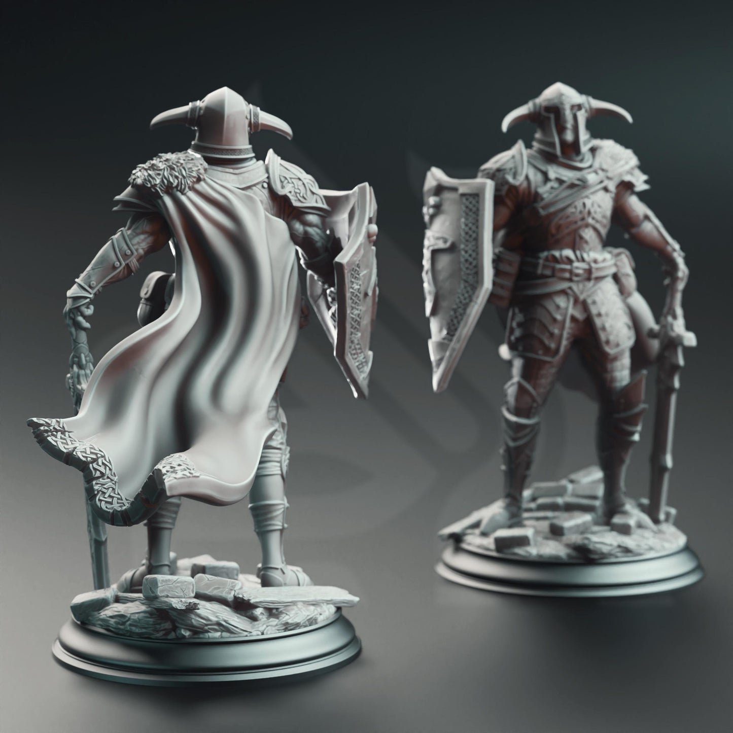 Lizarin - Champion of Renmaeth | A Grim Siege | DM STASH | High Quality Resin | Shield, North, Viking, Horns, Greatsword, Northen, Winter