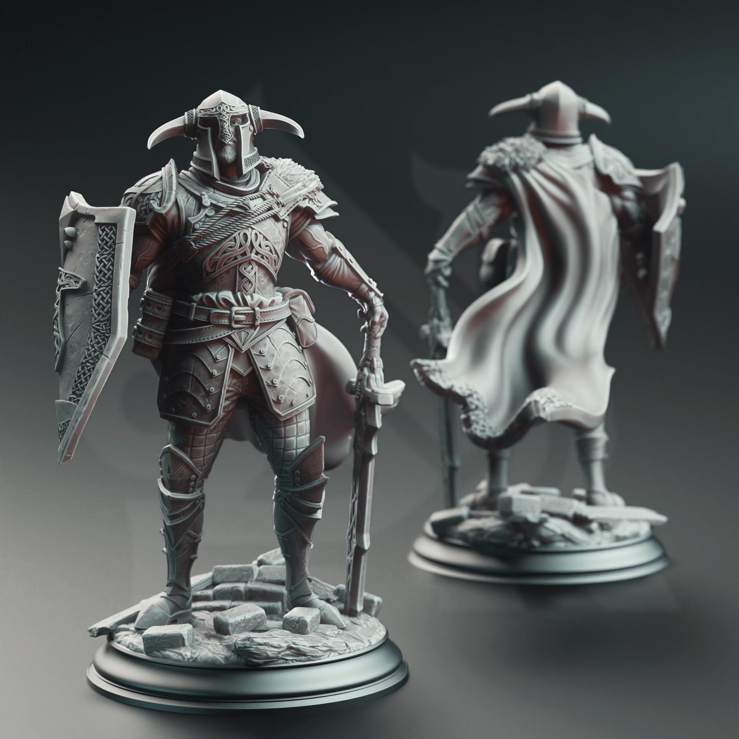 Lizarin - Champion of Renmaeth | A Grim Siege | DM STASH | High Quality Resin | Shield, North, Viking, Horns, Greatsword, Northen, Winter
