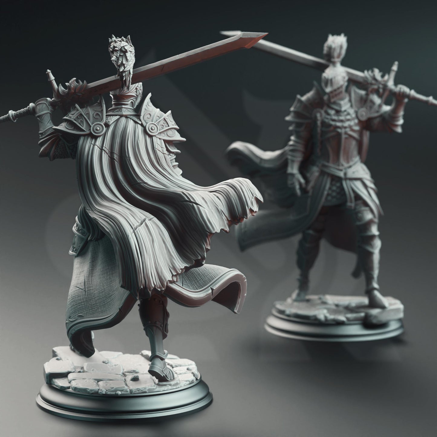 Lothar the Black - Knight of the Dusk | A Grim Siege | DM STASH | High Quality Resin | Paladin, Sword, Helmet, Helm, Armor, Cape, Chains