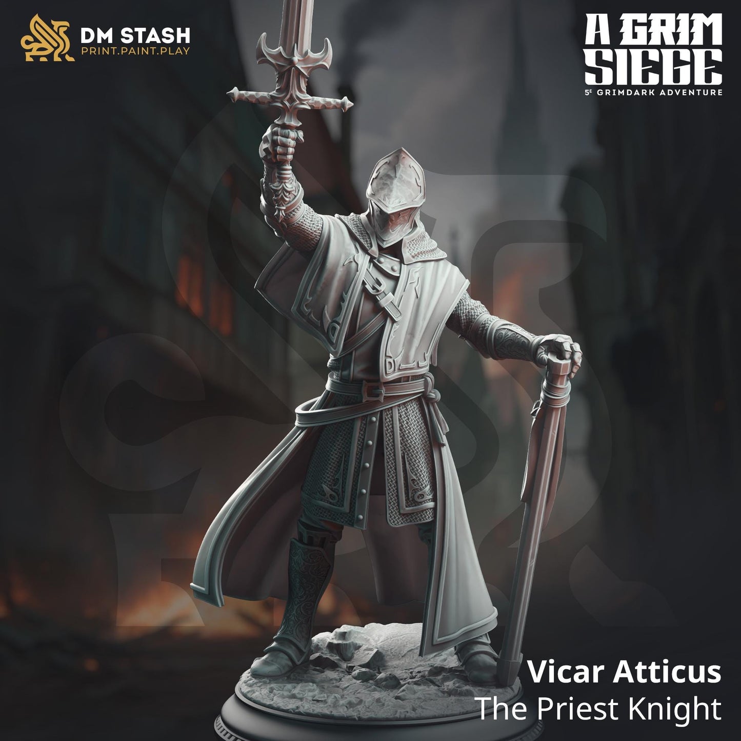 Vicar Atticus - The Priest Knight | A Grim Siege | DM STASH | High Quality Resin