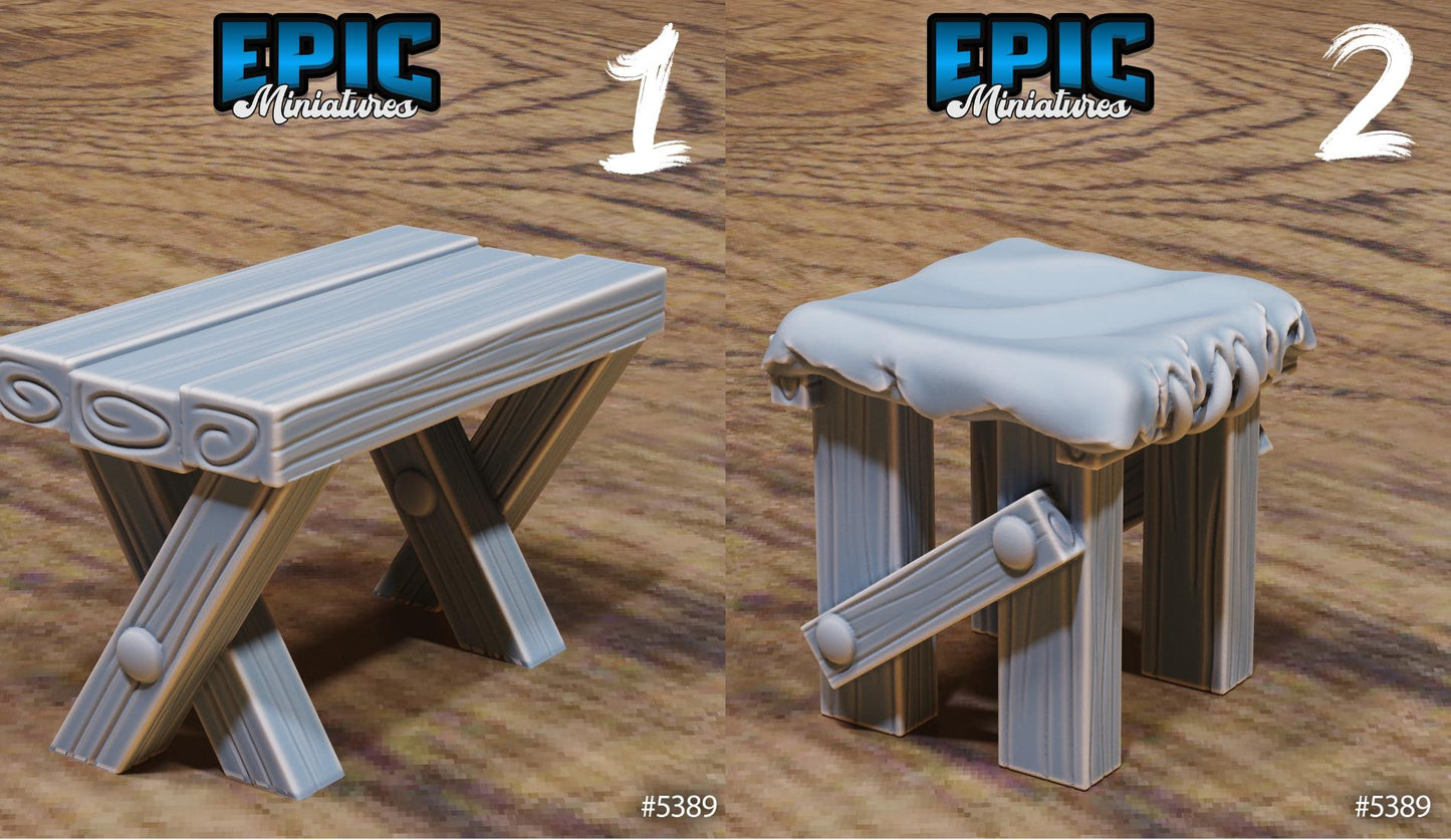Medieval Hut Scatter | #122 - Wild Bandits by EPIC Miniatures | High Quality Premium Resin | Rugs, Spitfire, Roast, Furniture, Cabin, Woods