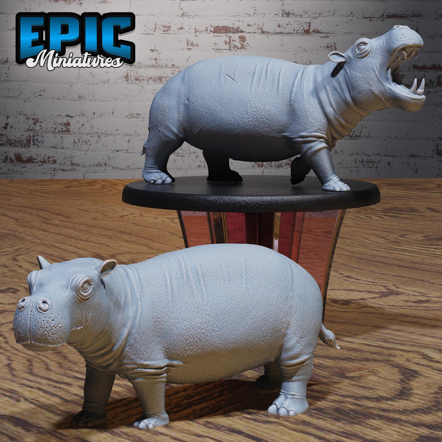 Hippo (Large) | #123 - Death Desert by EPIC Miniatures | High Quality Premium Resin | Egypt, Africa, Animals, Beast, Water, Buffalo, Attack