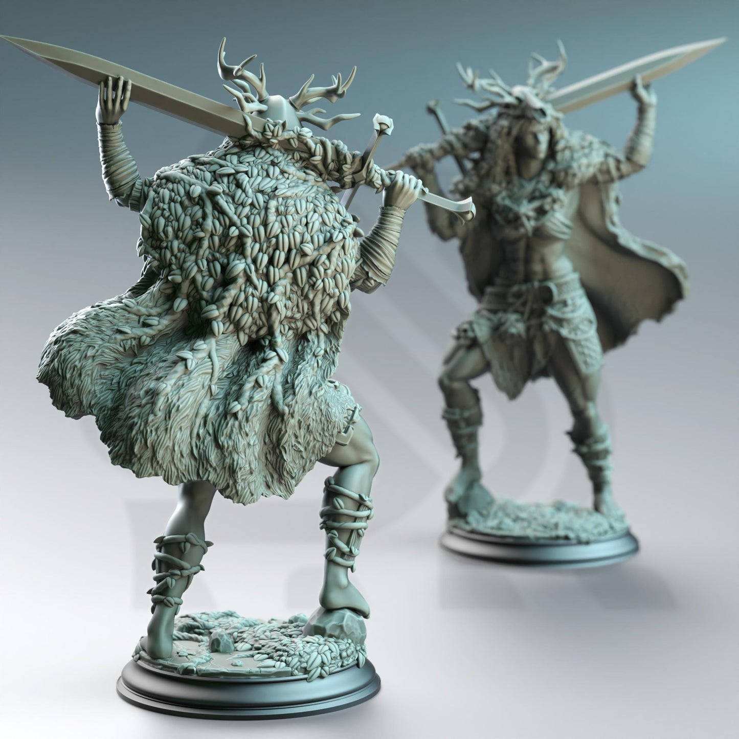 Aramra - Nature's Rage (Medium) | DM Stash | A Fey Court | Sword, Female, Druid, Furs, Woodland, Woods, Fighter, Elf, Half-Elf, Strong