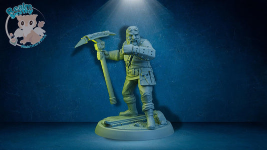 Milo Male Dwarf Artificer | TPK Lab Miniatures | Fantasy Underdark, Mining Man | Hammer, Fist, Axe, Pickaxe