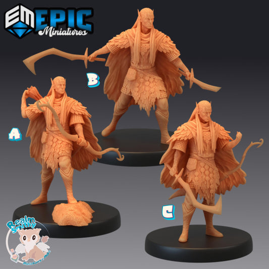 Fey Elf Summer Set / Male Forest Warrior / Fairy Elvish Tribe |Premium DnD Minis with High Quality Resin| Fantasy Elf Fighter, Druid, Ranger