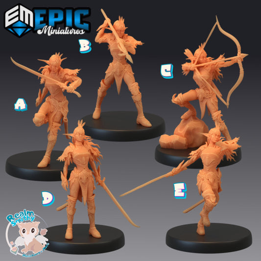 Elven Moon Runner Set - Female Elf Warrior - Elvish Tribe | Premium DnD Minis with High Quality Resin | Ranger, Fighter, Drow, Half-Elf