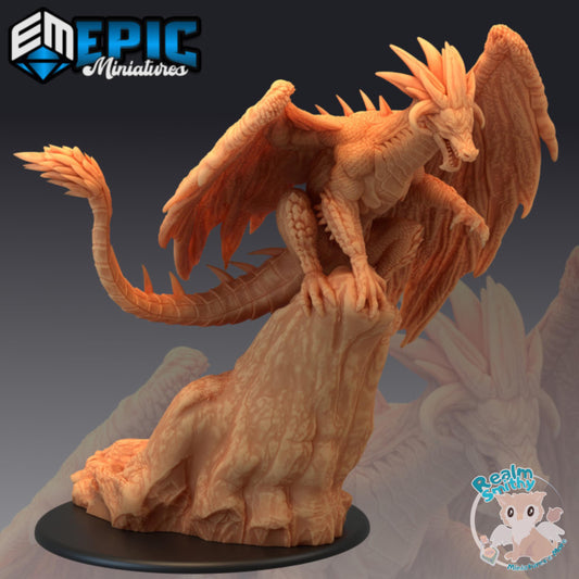 Mercury Dragon Mini (Gargantuan) | Premium DnD Miniatures with High Quality Resin | DnD Monster, Rock, Wings, Wyvern, Beast