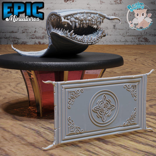 Mimic Carpets (Normal & Mimic) | Premium DnD Minis | High Quality Resin | Rug, Beast, Medium, Encounter, Furniture, Tongue, Teeth Enemy