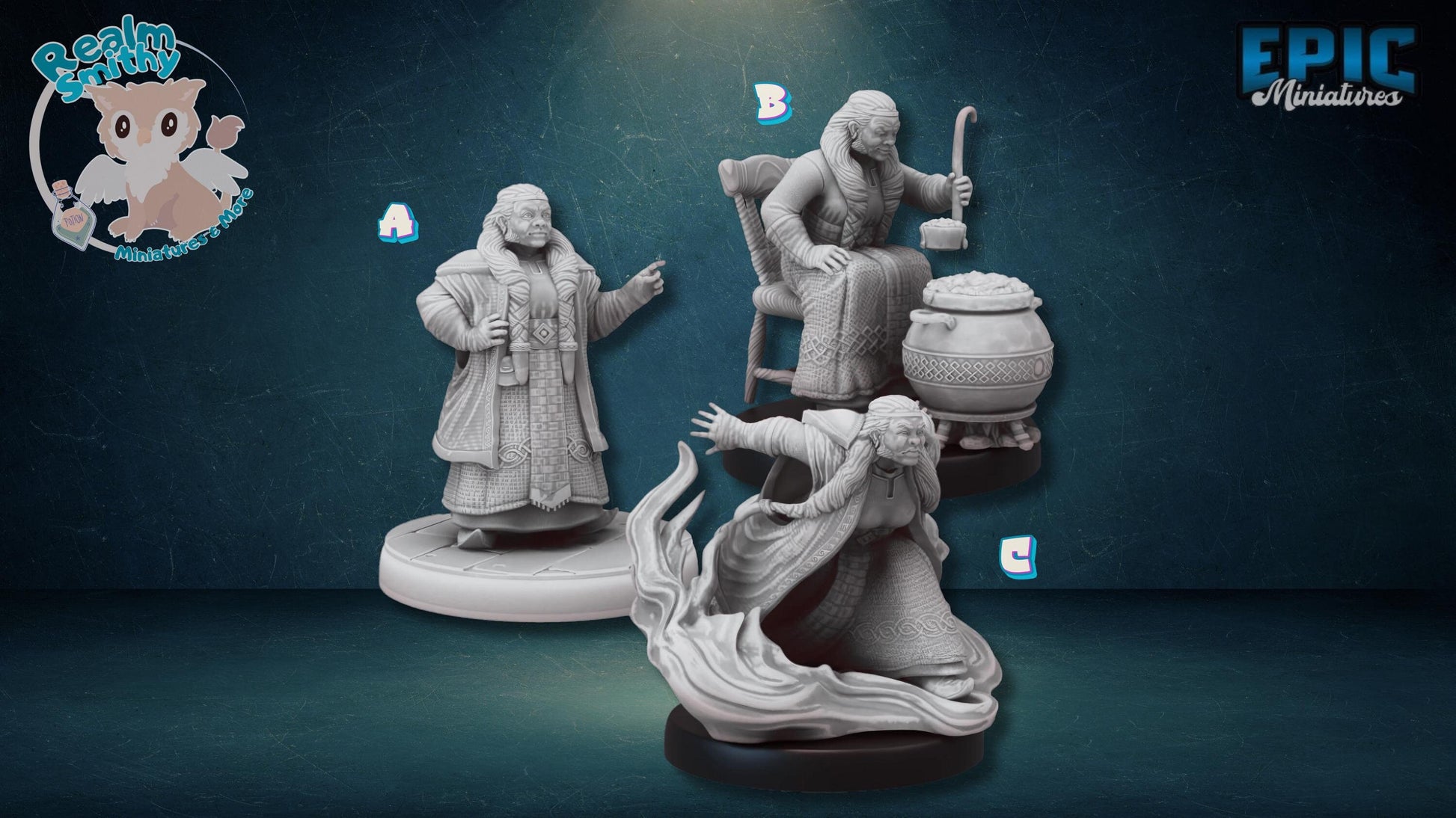 Fire Dwarf Female Miniature (Medium) | Premium DnD Minis | High Quality Resin | Fantasy, Sorcerer, Cooking, Elder, Old Lady, Stew/Soup