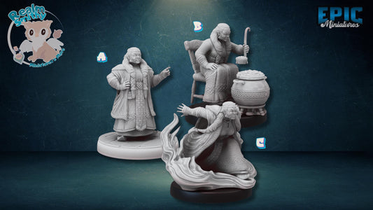 Fire Dwarf Female Miniature (Medium) | Premium DnD Minis | High Quality Resin | Fantasy, Sorcerer, Cooking, Elder, Old Lady, Stew/Soup