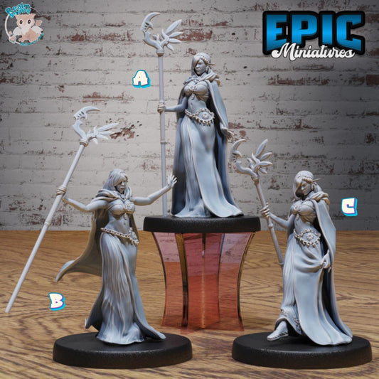 Female Elf Queen (Medium) | Premium DnD Minis | High Quality Resin Miniature | Human, Half-Elf, Drow, Beautiful, Sexy Woman, Magic Staff