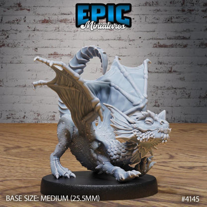 Blue Dragon Wyrmling Miniature (Medium) | Premium DnD Minis | High Quality Resin | Wyvern Mini, Beast, Medium, Cute, Stretching, Wyrm