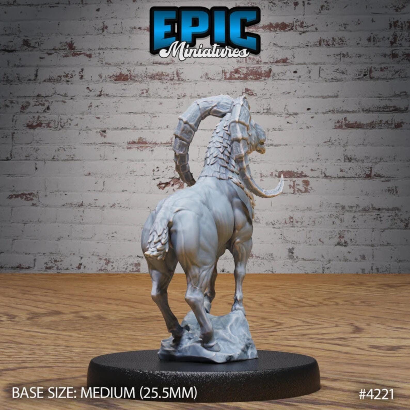 Wild Goat Beast Mount (Medium) | Premium DnD Minis with High Quality Resin | Fantasy Goat, Sheep, Bighorn, Saddle Bell, Scrolls, Armor
