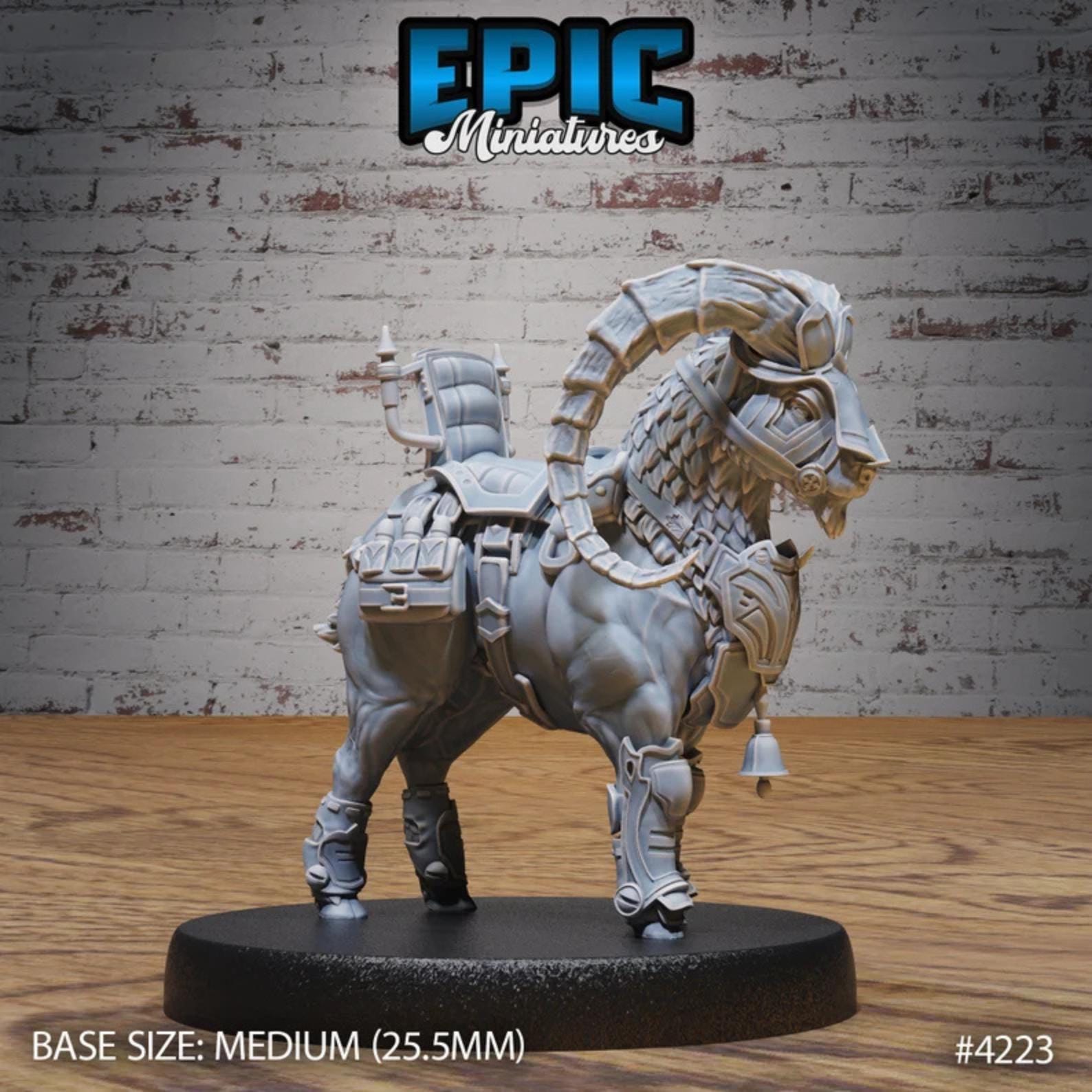 Wild Goat Beast Mount (Medium) | Premium DnD Minis with High Quality Resin | Fantasy Goat, Sheep, Bighorn, Saddle Bell, Scrolls, Armor