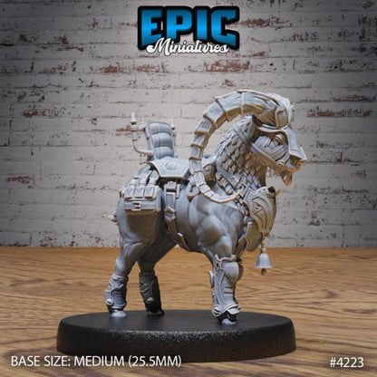 Wild Goat Beast Mount (Medium) | Premium DnD Minis with High Quality Resin | Fantasy Goat, Sheep, Bighorn, Saddle Bell, Scrolls, Armor