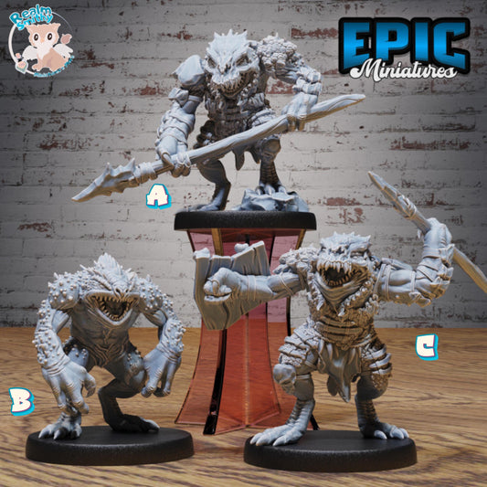 Sewer Beast Bundle | Premium DnD Minis | High Quality Resin Miniature | Scales, Spear, Crocodile, Attack, Frog, Toad, Warts