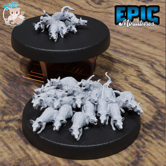 Sewer Rat Swarms | Premium DnD Miniatures High Quality Resin | Fantasy, Enemies, Beast, Small, Medium, Rats, Sewer, Swarm, Mice, Mouse